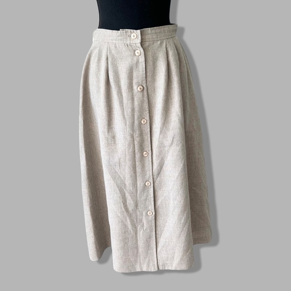 Vintage Mister Leonard Silk Flax Blend A Line Midi Skirt - Picture 1 of 15